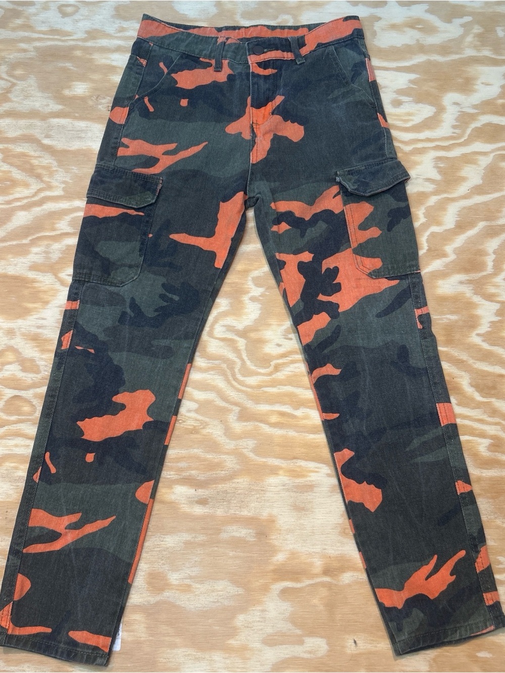 Orange & Black Camo Cargo Pants Youth 14